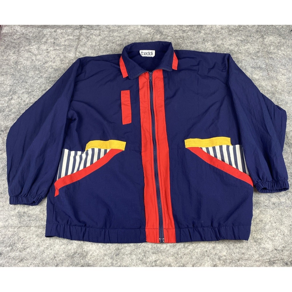 Teddi Vintage 90s Y2K Women's Large Nylon Windbreaker Full Zip Jacket Costume